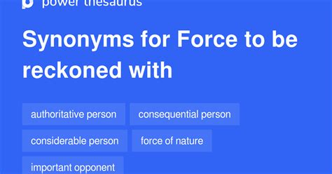 Click on a word to discover its definition. . Force to be reckoned with synonym